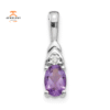 14KT WHITE GOLD OVAL AMETHYST AND DIAMOND PENDANT