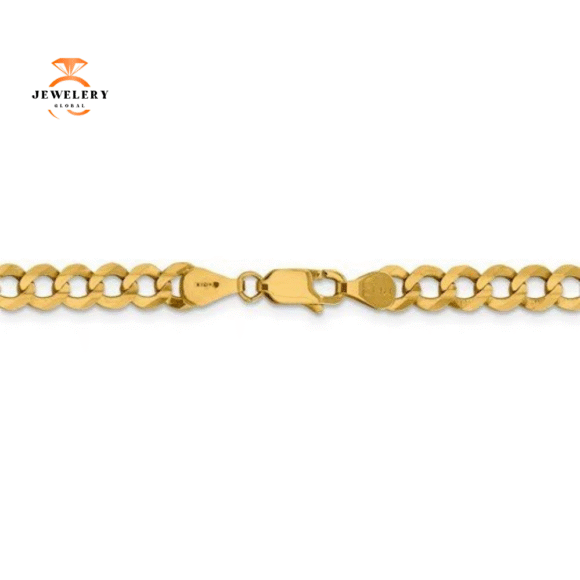 14KT YELLOW GOLD 5.9MM LIGHTWEIGHT FLAT CUBAN BRACELET-2 LENGTHS - Image 3