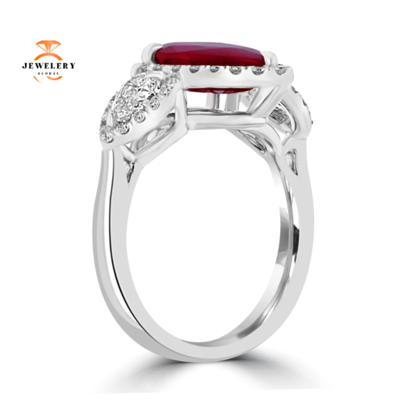 JULEVE 18KT WHITE GOLD 3.30CT RUBY & 0.89CT DIAMOND RING - Image 2