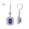 JULEVE 5.41 CTW TANZANITE & .71 CTW DIAMOND CLUSTER HALO EARRINGS