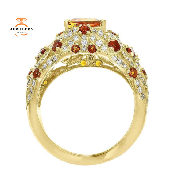 JULEVE TOPAZ, CITRINE & DIAMOND FLORAL RING - Image 2
