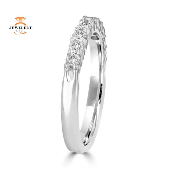 14KT White Gold 1/2 CTW Round Diamond Prong Set Band - Image 2