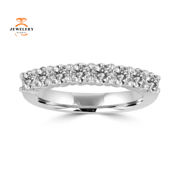 14KT White Gold 1.00 CTW Round Diamond Prong Set Band