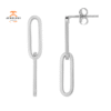 14KT WHITE GOLD DOUBLE PAPERCLIP LINK DANGLE EARRINGS