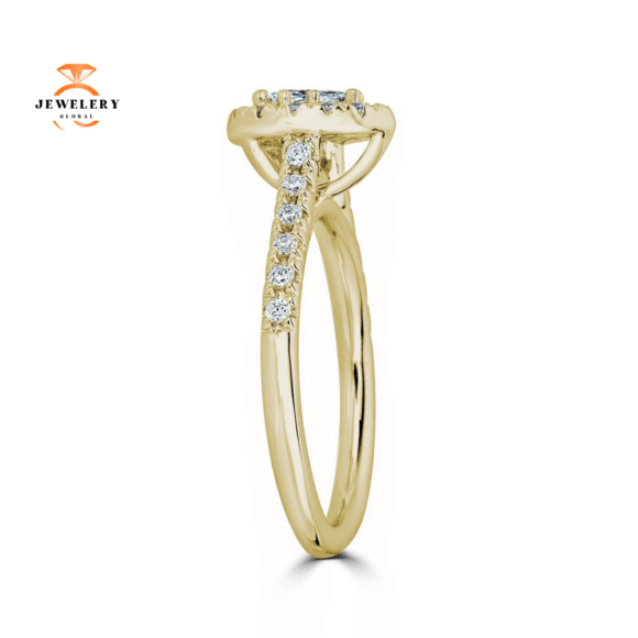JULEVE 14KT GOLD 1/2 CTW DIAMOND PEAR HALO RING - Image 6