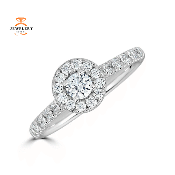 JULEVE 14KT GOLD 1/2 CTW DIAMOND ROUND HALO RING