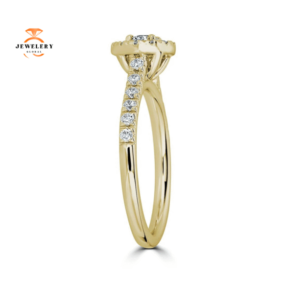 JULEVE 14KT GOLD 1/2 CTW DIAMOND ROUND HALO RING - Image 4
