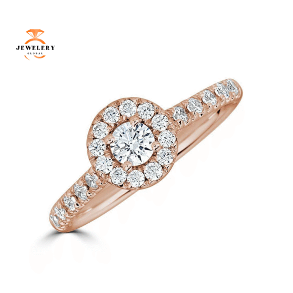 JULEVE 14KT GOLD 1/2 CTW DIAMOND ROUND HALO RING - Image 5