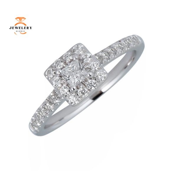 JULEVE 14KT GOLD 1/2 CTW DIAMOND SQUARE HALO RING