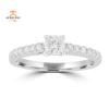 14KT White Gold 3/4 CTW Square Radiant Diamond Cathedral Ring