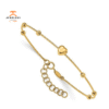 14KT Yellow Gold Diamond Cut Beads With Heart Flexible Bracelet