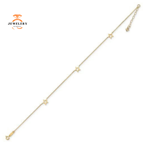 14KT YELLOW GOLD OPEN STAR ANKLET - Image 2