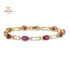 14KT YELLOW GOLD RUBY & DIAMOND BRACELET