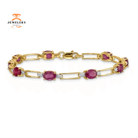 14KT YELLOW GOLD RUBY & DIAMOND BRACELET