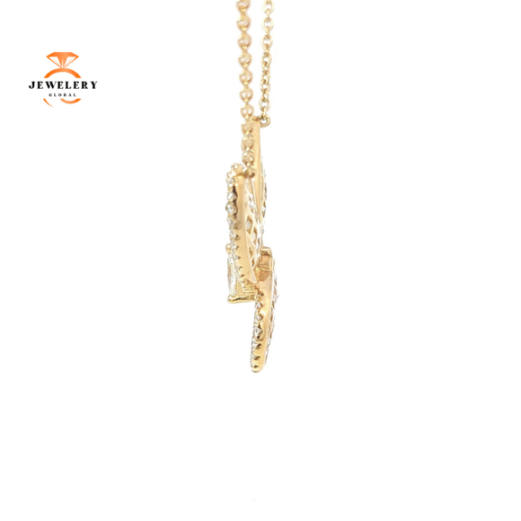 18 KARAT YELLOW GOLD 3.48 CARAT DIAMOND BUTTERFLY NECKLACE - Image 2