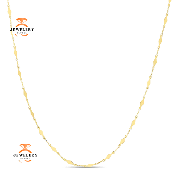 EMILIQUE 14 KARAT YELLOW GOLD DIAMOND SHAPED MIRROR NECKLACE