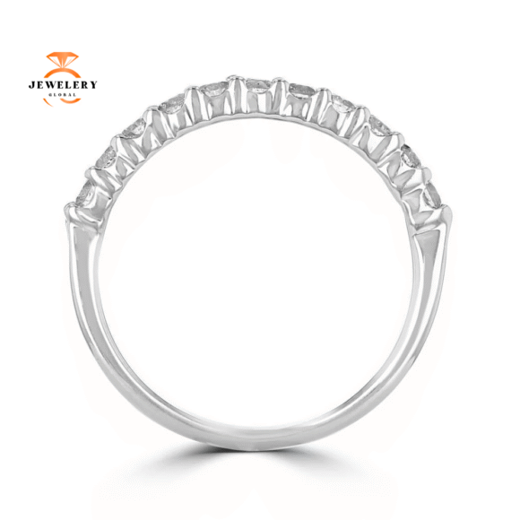 14KT White Gold 1/2 CTW Round Diamond Prong Set Band - Image 3