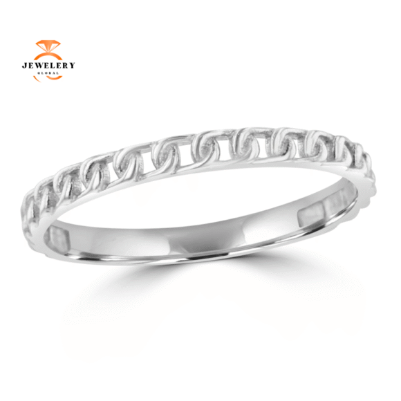 EMILIQUE 14KT GOLD MINI CURB CHAIN LINK STACKABLE RING