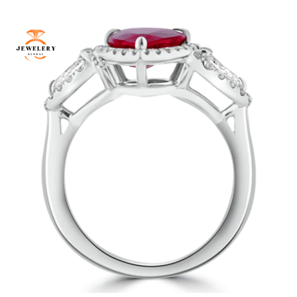 JULEVE 18KT WHITE GOLD 3.30CT RUBY & 0.89CT DIAMOND RING - Image 3
