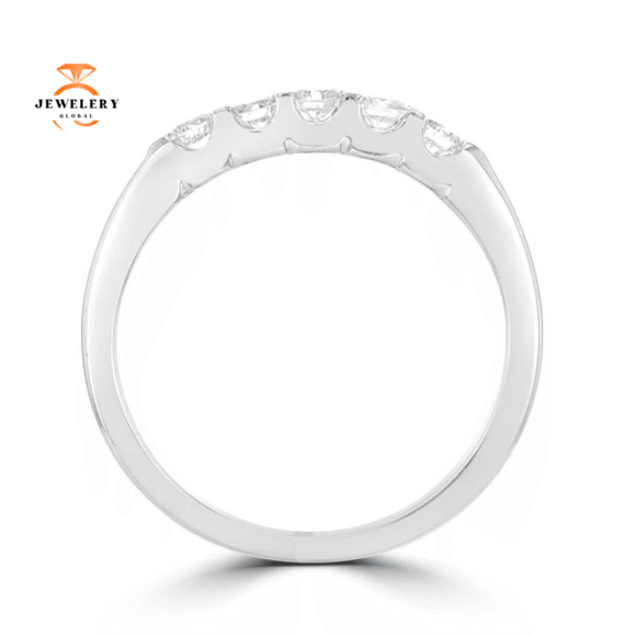 14KT WHITE GOLD 1/4 CTW DIAMOND 5 STONE BAND - Image 3