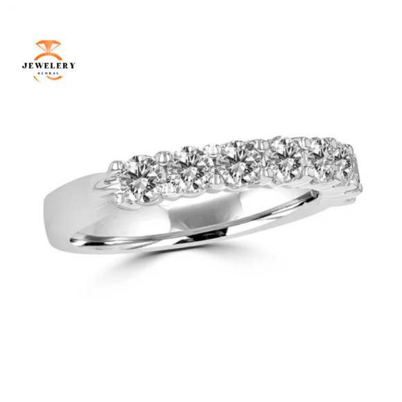 14KT White Gold 1.00 CTW Round Diamond Prong Set Band - Image 2