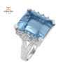 14KT WHITE GOLD 20 CT AQUAMARINE & 0.75 CTW DIAMOND RING