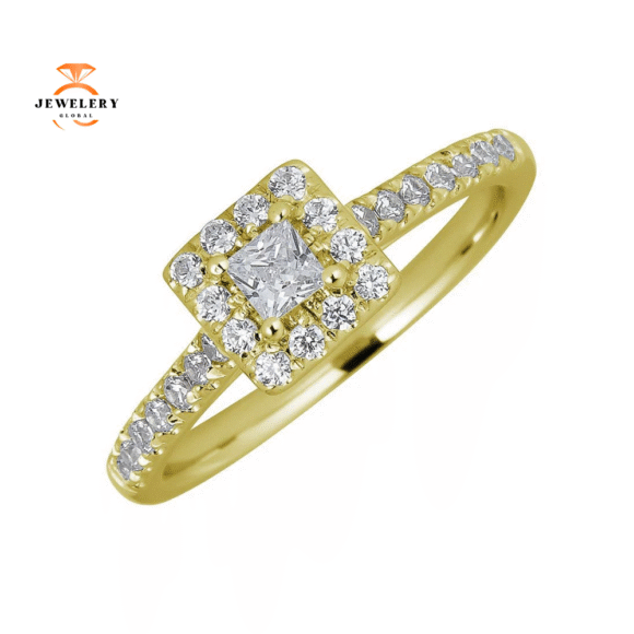 JULEVE 14KT GOLD 1/2 CTW DIAMOND SQUARE HALO RING - Image 3