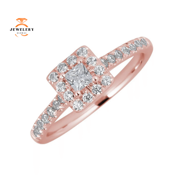 JULEVE 14KT GOLD 1/2 CTW DIAMOND SQUARE HALO RING - Image 5
