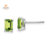 14KT WHITE GOLD 1.30 CTW EMERALD CUT PERIDOT EARRINGS