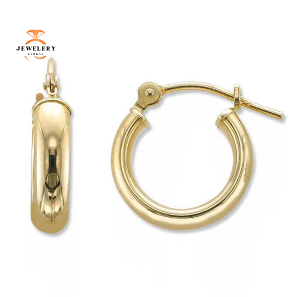 14KT YELLOW GOLD 5/8 INCHES DIAMETER HOOP EARRINGS