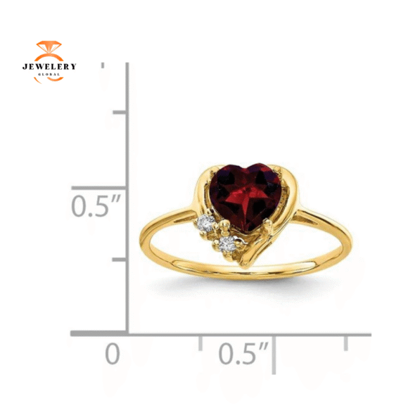 14KT YELLOW GOLD GARNET & DIAMOND RING - Image 2