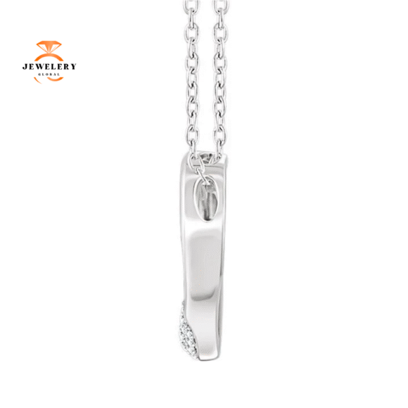 14KT WHITE GOLD 1/5 CTW DIAMOND 16-18" HEART NECKLACE - Image 2
