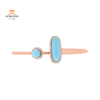 18KT ROSE GOLD 4.31 CTW TURQUOISE & 0.30 CTW DIAMOND CUFF BRACELET