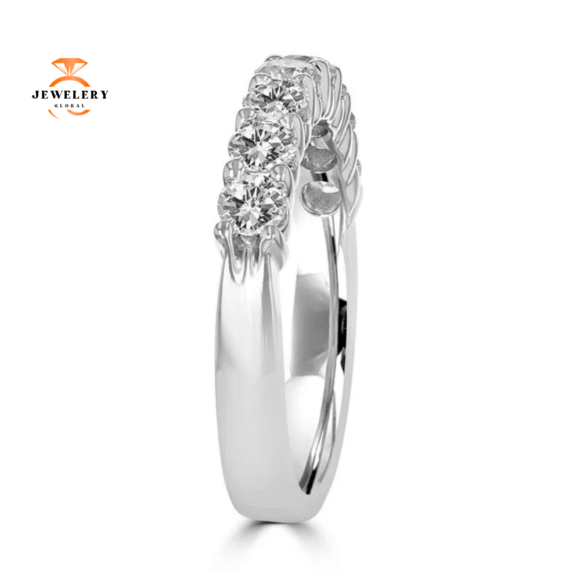 14KT White Gold 1.00 CTW Round Diamond Prong Set Band - Image 3