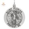 14KT WHITE GOLD ROUND SAINT FLORIAN MEDAL