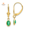 14KT YELLOW GOLD 1.00 CTW OVAL SHAPE EMERALD DROP EARRINGS