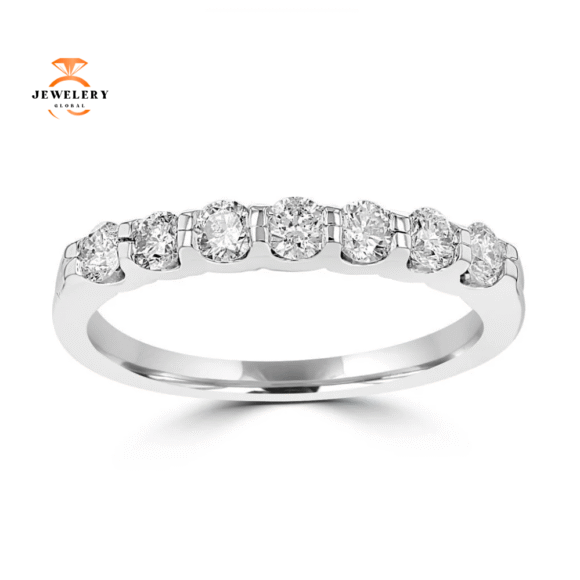 14KT White Gold 1/2 CTW Round Diamond Seven Stone Band