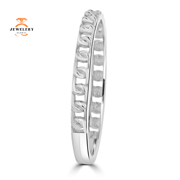 EMILIQUE 14KT GOLD MINI CURB CHAIN LINK STACKABLE RING - Image 3