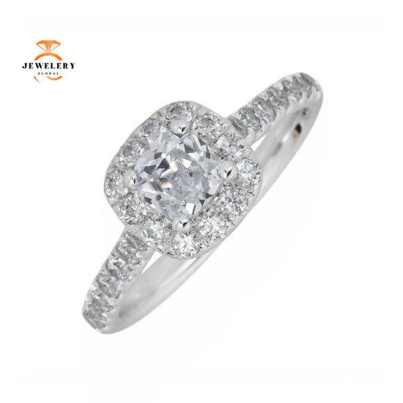 JULEVE 14KT GOLD 1 CTW DIAMOND CUSHION HALO RING - Image 3