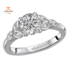 14KT WHITE GOLD 1/4 CTW DIAMOND BEZEL LEAF SETTING FOR 1 CT ROUND