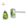 14KT WHITE GOLD 1.90 CARAT PEAR PERIDOT EARRINGS