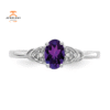 14KT WHITE GOLD OVAL AMETHYST AND DIAMOND RING