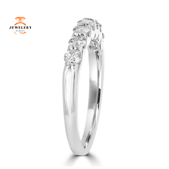 14KT White Gold 1/2 CTW Round Diamond Seven Stone Band - Image 2
