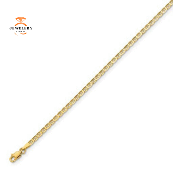 14KT Yellow Gold Polished 2MM Anchor Link Anklet