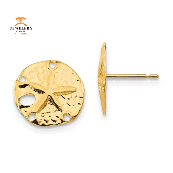 14KT YELLOW GOLD SAND DOLLAR EARRINGS