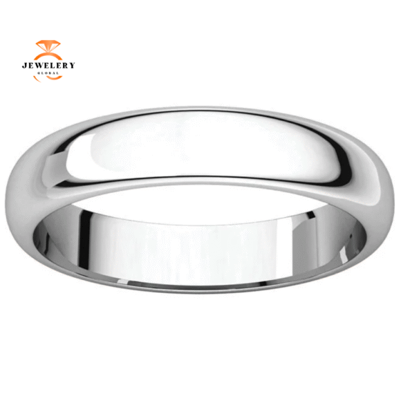 WOMEN'S 14KT GOLD 4MM HALF ROUND WEDDING BAND - Image 4