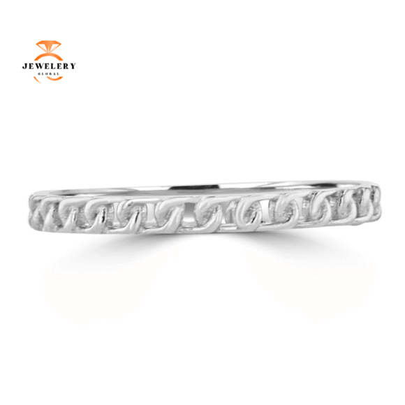 EMILIQUE 14KT GOLD MINI CURB CHAIN LINK STACKABLE RING - Image 4