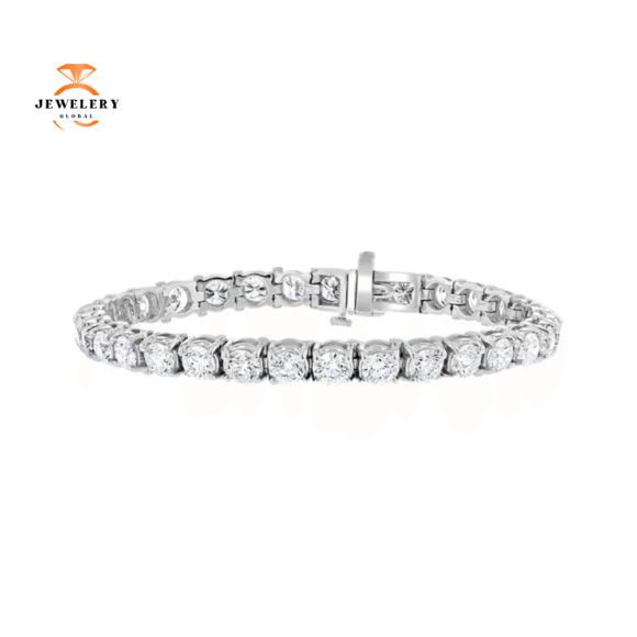 14KT WHITE GOLD 12.40 CTW ROUND DIAMOND TENNIS BRACELET
