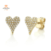 14KT YELLOW GOLD 0.14 CTW DIAMOND PAVE HEART STUD EARRINGS