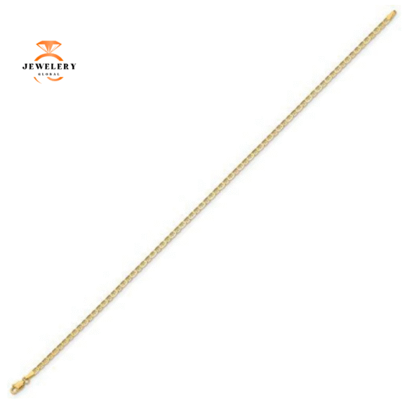 14KT Yellow Gold Polished 2MM Anchor Link Anklet - Image 2